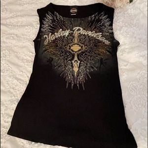 Harley Davidson sparkle, rhinestone T. Black